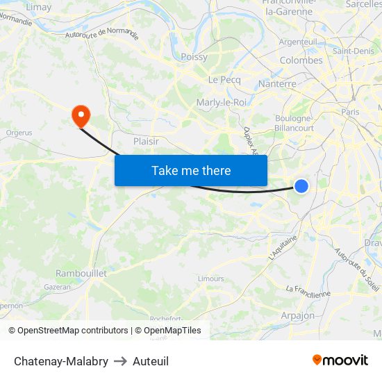 Chatenay-Malabry to Auteuil map