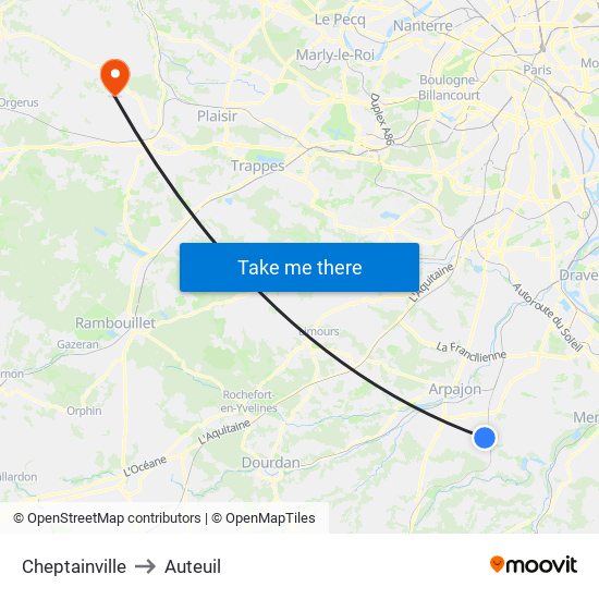 Cheptainville to Auteuil map