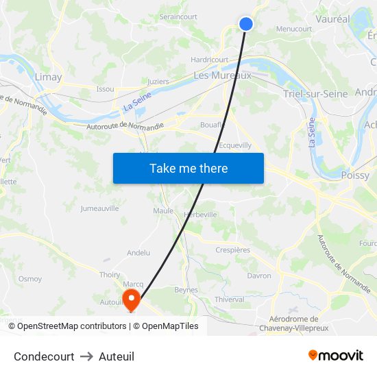 Condecourt to Auteuil map