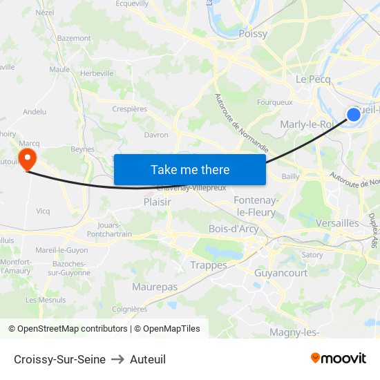 Croissy-Sur-Seine to Auteuil map