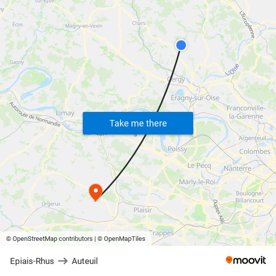 Epiais-Rhus to Auteuil map