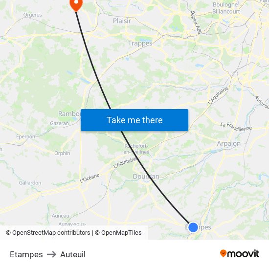 Etampes to Auteuil map
