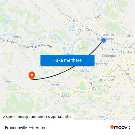 Franconville to Auteuil map