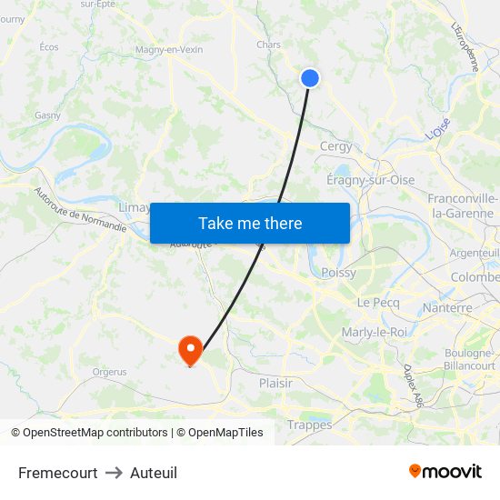 Fremecourt to Auteuil map