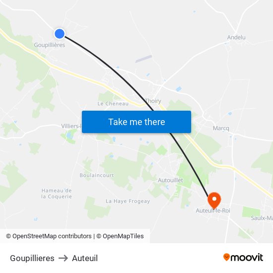 Goupillieres to Auteuil map