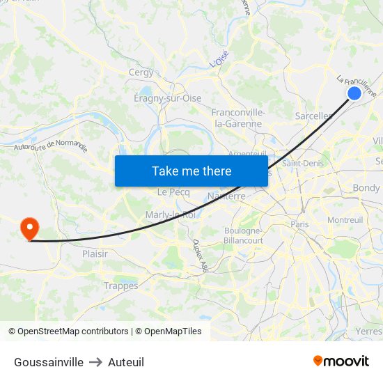Goussainville to Auteuil map