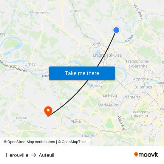 Herouville to Auteuil map