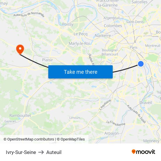 Ivry-Sur-Seine to Auteuil map