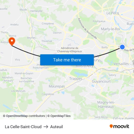 La Celle-Saint-Cloud to Auteuil map