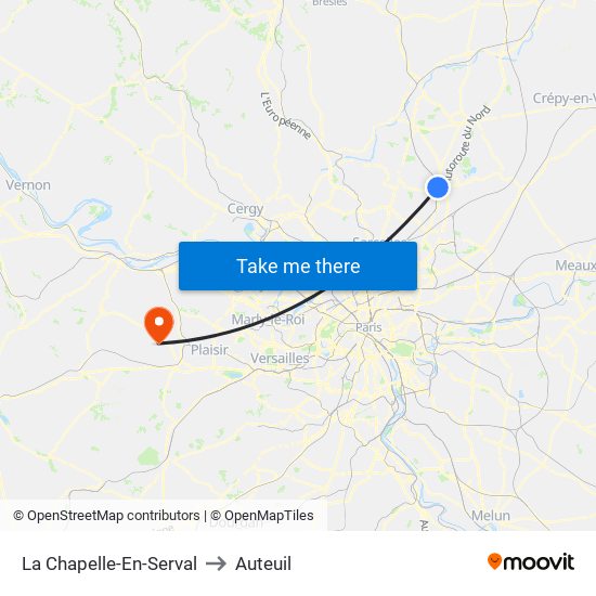 La Chapelle-En-Serval to Auteuil map
