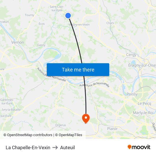 La Chapelle-En-Vexin to Auteuil map