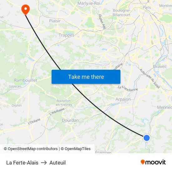 La Ferte-Alais to Auteuil map