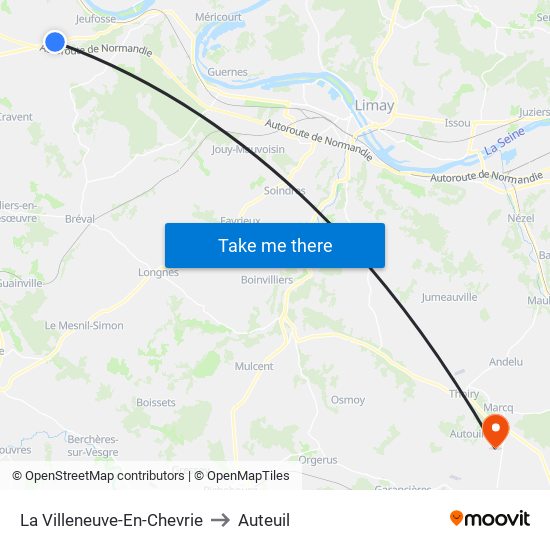 La Villeneuve-En-Chevrie to Auteuil map