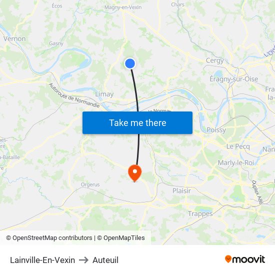 Lainville-En-Vexin to Auteuil map