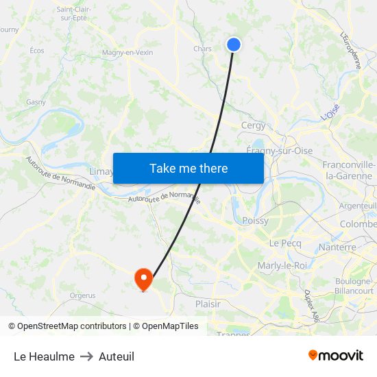 Le Heaulme to Auteuil map