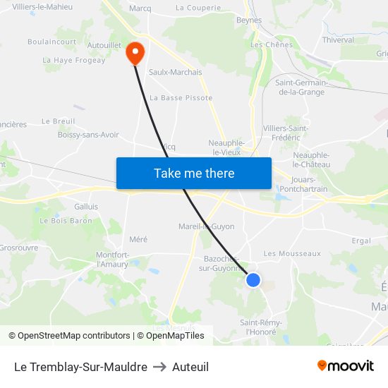 Le Tremblay-Sur-Mauldre to Auteuil map