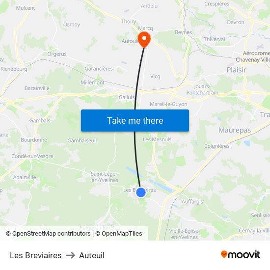 Les Breviaires to Auteuil map