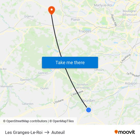 Les Granges-Le-Roi to Auteuil map