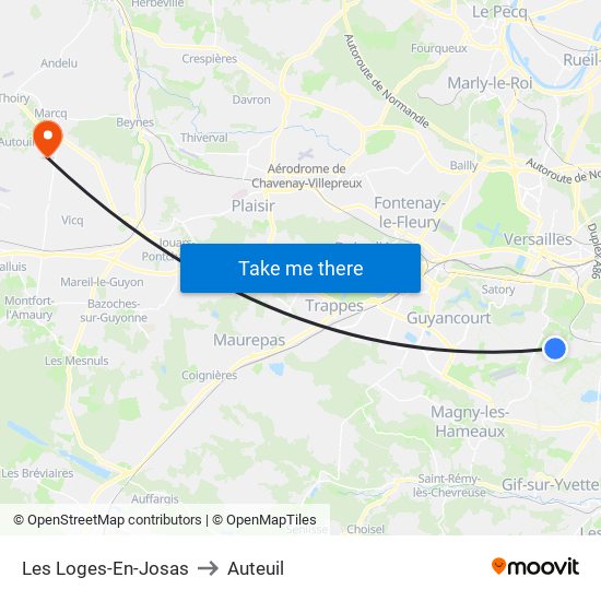 Les Loges-En-Josas to Auteuil map