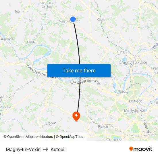 Magny-En-Vexin to Auteuil map