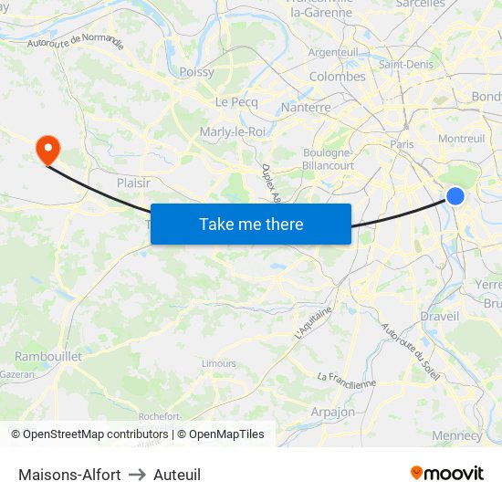 Maisons-Alfort to Auteuil map