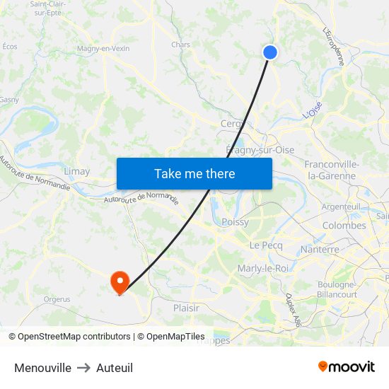 Menouville to Auteuil map