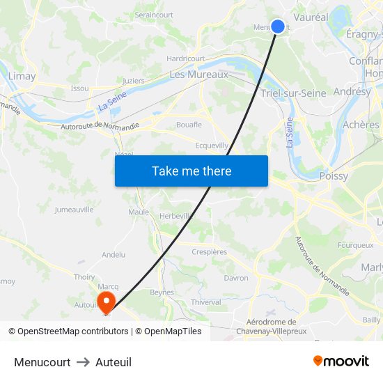 Menucourt to Auteuil map