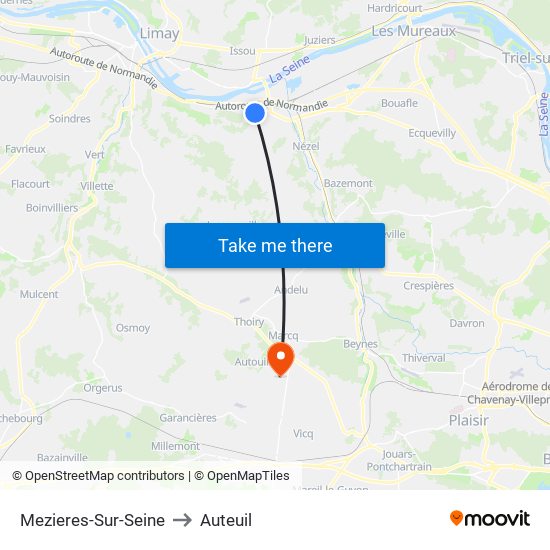 Mezieres-Sur-Seine to Auteuil map