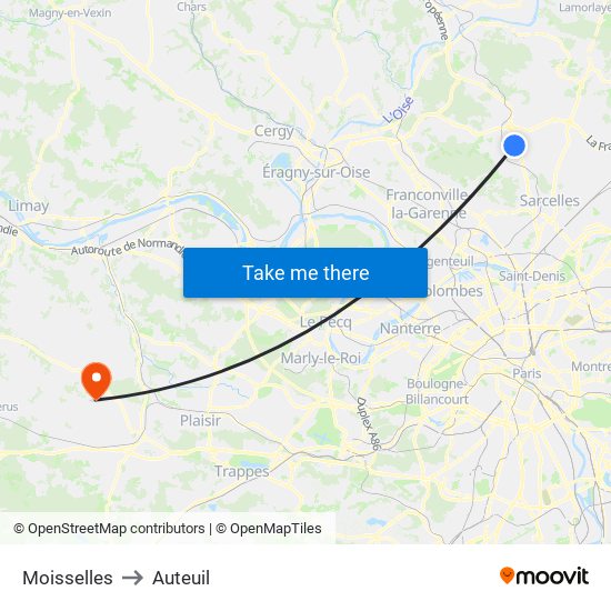 Moisselles to Auteuil map
