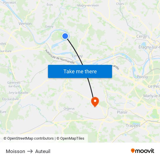 Moisson to Auteuil map