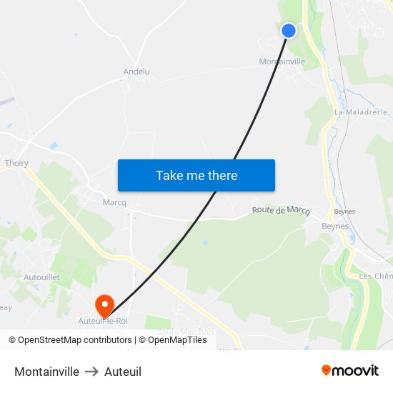 Montainville to Auteuil map