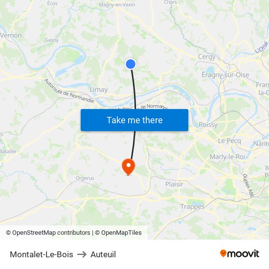 Montalet-Le-Bois to Auteuil map