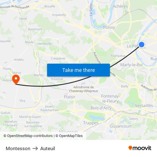 Montesson to Auteuil map