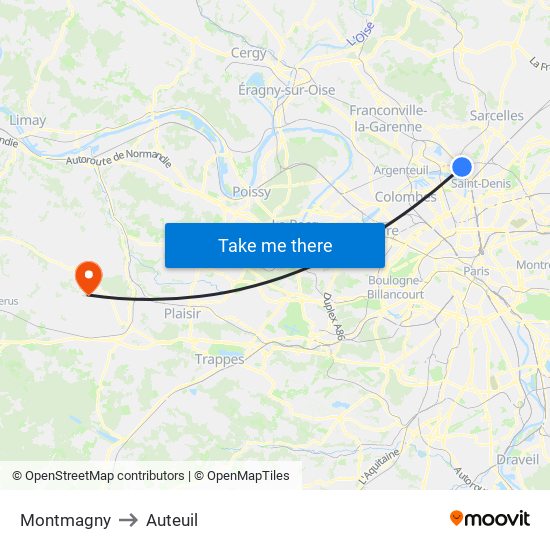 Montmagny to Auteuil map