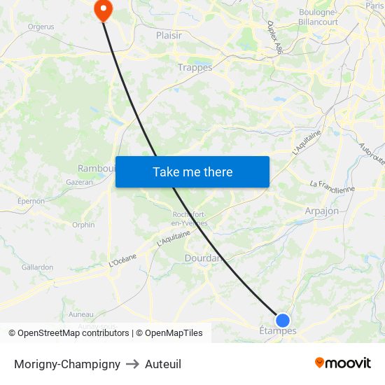 Morigny-Champigny to Auteuil map