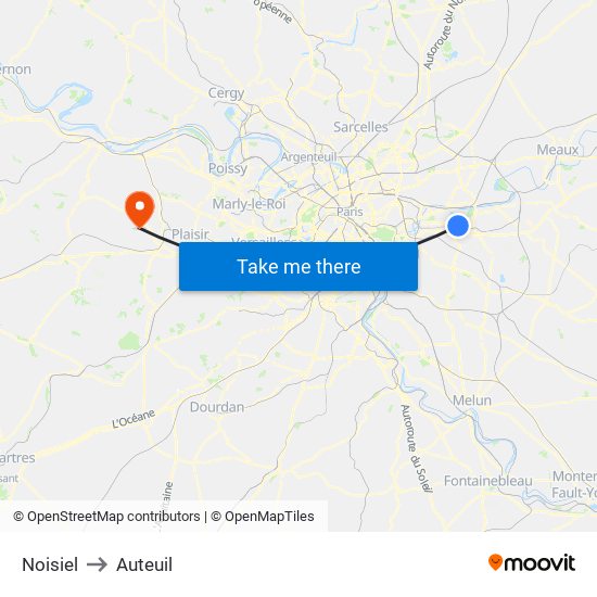 Noisiel to Auteuil map