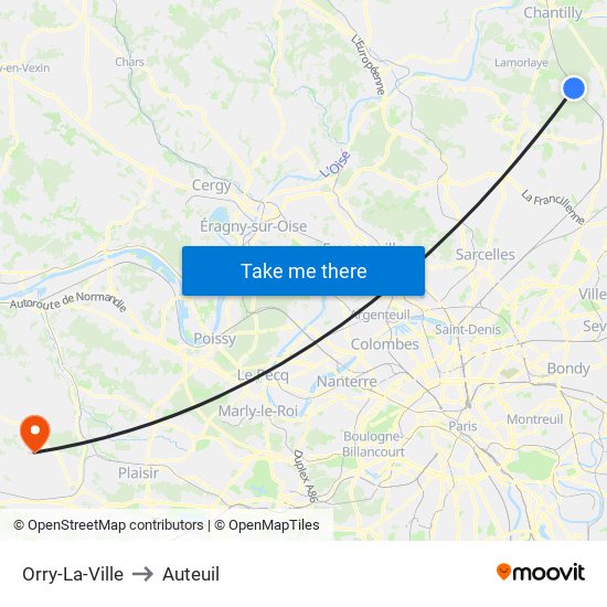 Orry-La-Ville to Auteuil map