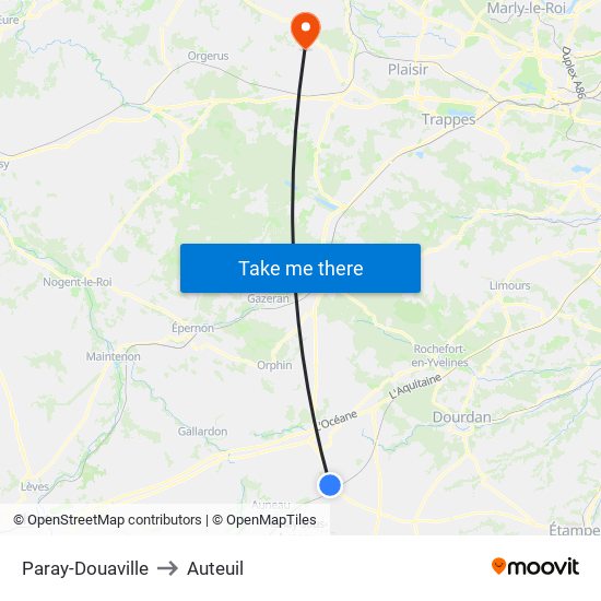 Paray-Douaville to Auteuil map