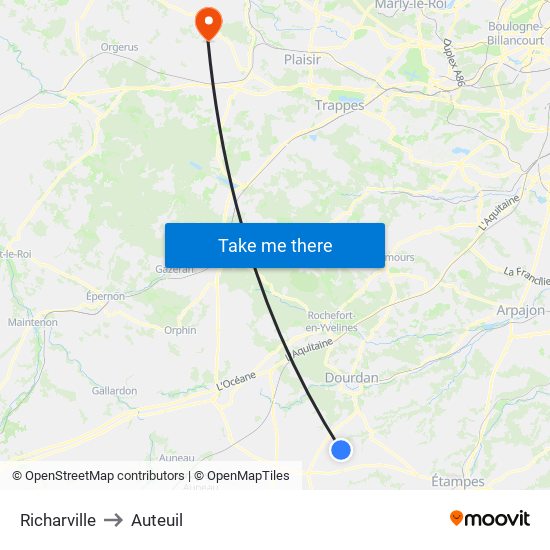 Richarville to Auteuil map