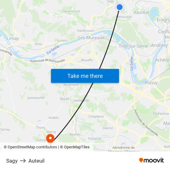 Sagy to Auteuil map