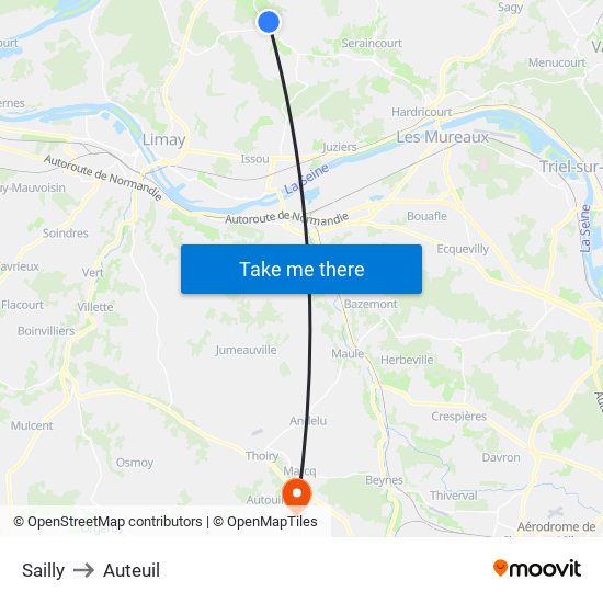 Sailly to Auteuil map
