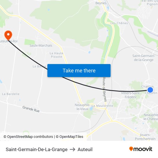 Saint-Germain-De-La-Grange to Auteuil map