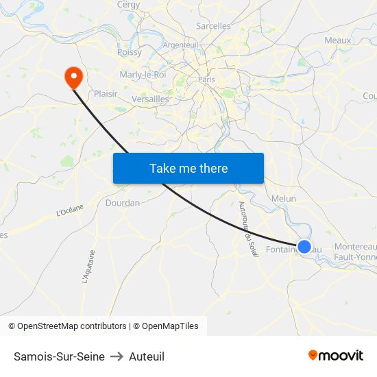 Samois-Sur-Seine to Auteuil map