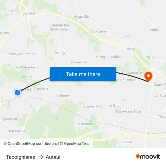 Tacoignieres to Auteuil map