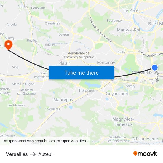 Versailles to Auteuil map