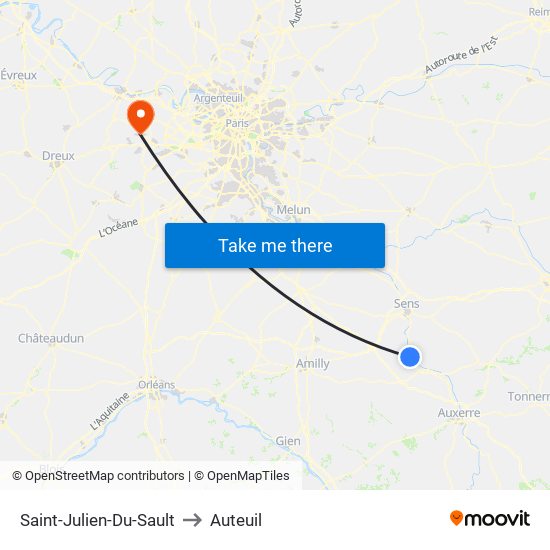 Saint-Julien-Du-Sault to Auteuil map