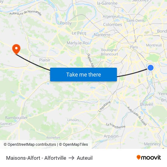 Maisons-Alfort - Alfortville to Auteuil map
