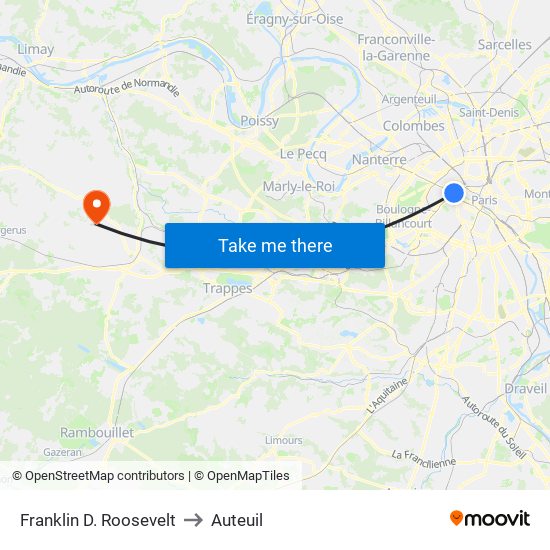 Franklin D. Roosevelt to Auteuil map