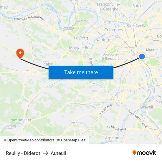 Reuilly - Diderot to Auteuil map