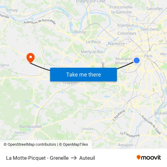 La Motte-Picquet - Grenelle to Auteuil map